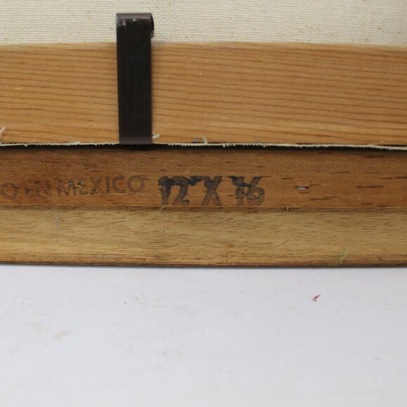 Mid-Century Native American Inspired Basket & Pottery Oil Painting Canvas Signed - Picture 6 of 8